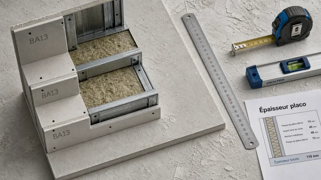 Epaisseur isolation placo : 72/48, 90 ou 147 mm pour cloison placo
