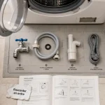 Lave linge branchement : 65 à 100 cm, prise de terre et raccords