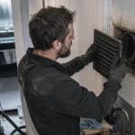 Maintenance VMC : technicien nettoie la bouche d’extraction et les filtres