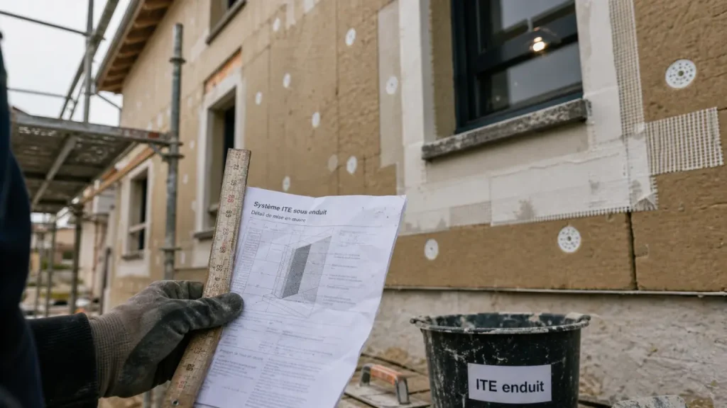 Meilleur isolant exterieur : panneaux ITE enduit en façade en rénovation
