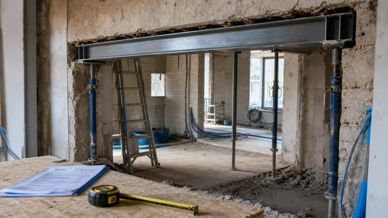 Mur porteur IPN prix : ouverture avec étaiement et devis sur chantier