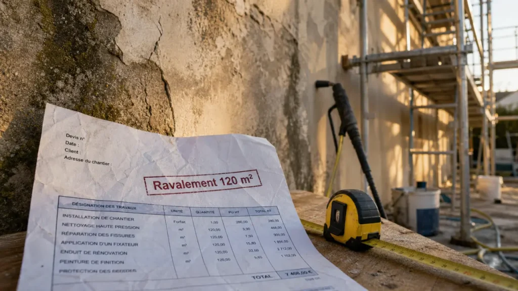 Prix d’un ravalement de façade pour une maison de 120 m² : de 6 à 200 €/m² selon l’état, la technique et l’accès