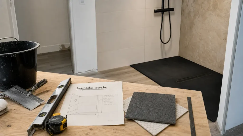 Renover une salle de bain : diagnostic douche et matériaux de rénovation