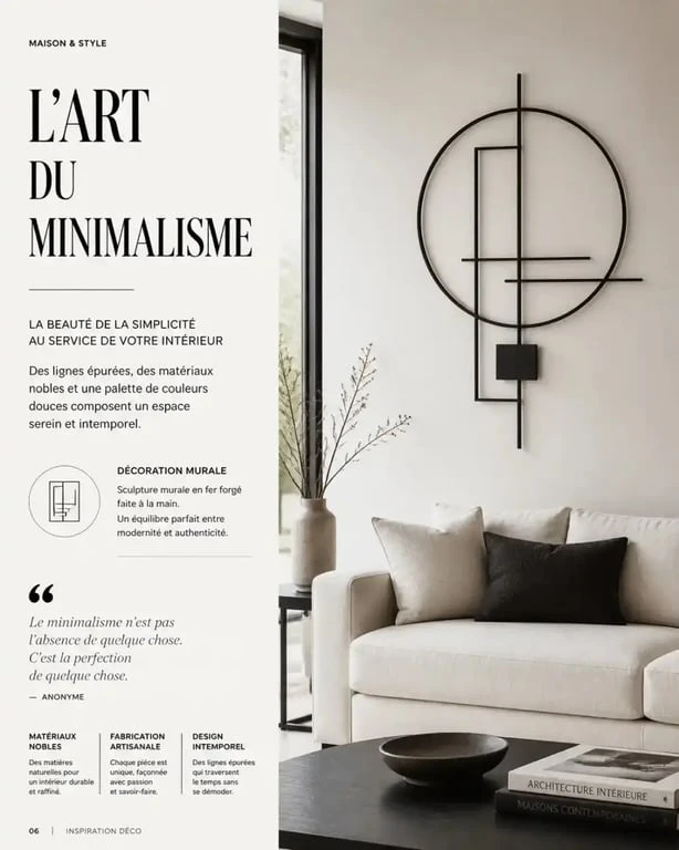 Décoration en fer forgé intérieur moderne au-dessus d'un canapé