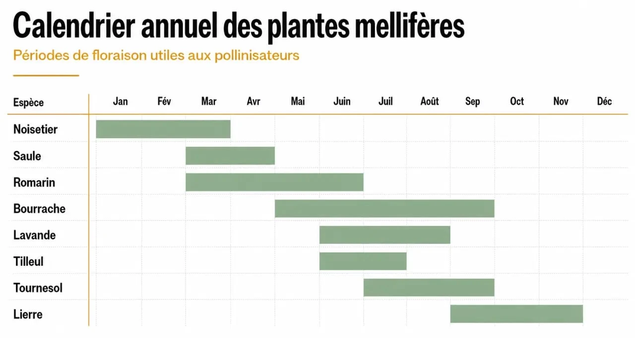 Plantes mellifères : calendrier annuel des floraisons de janvier à décembre