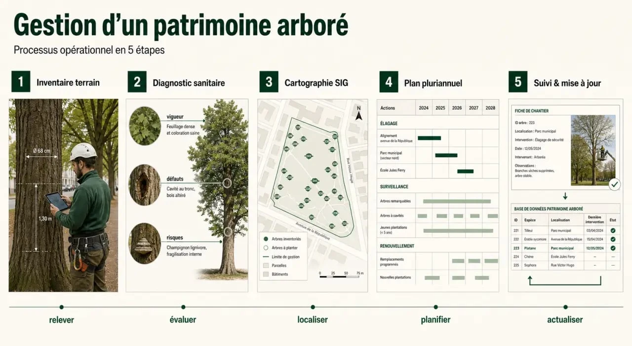 Gestion patrimoine arboré : étapes de l’inventaire au suivi des travaux