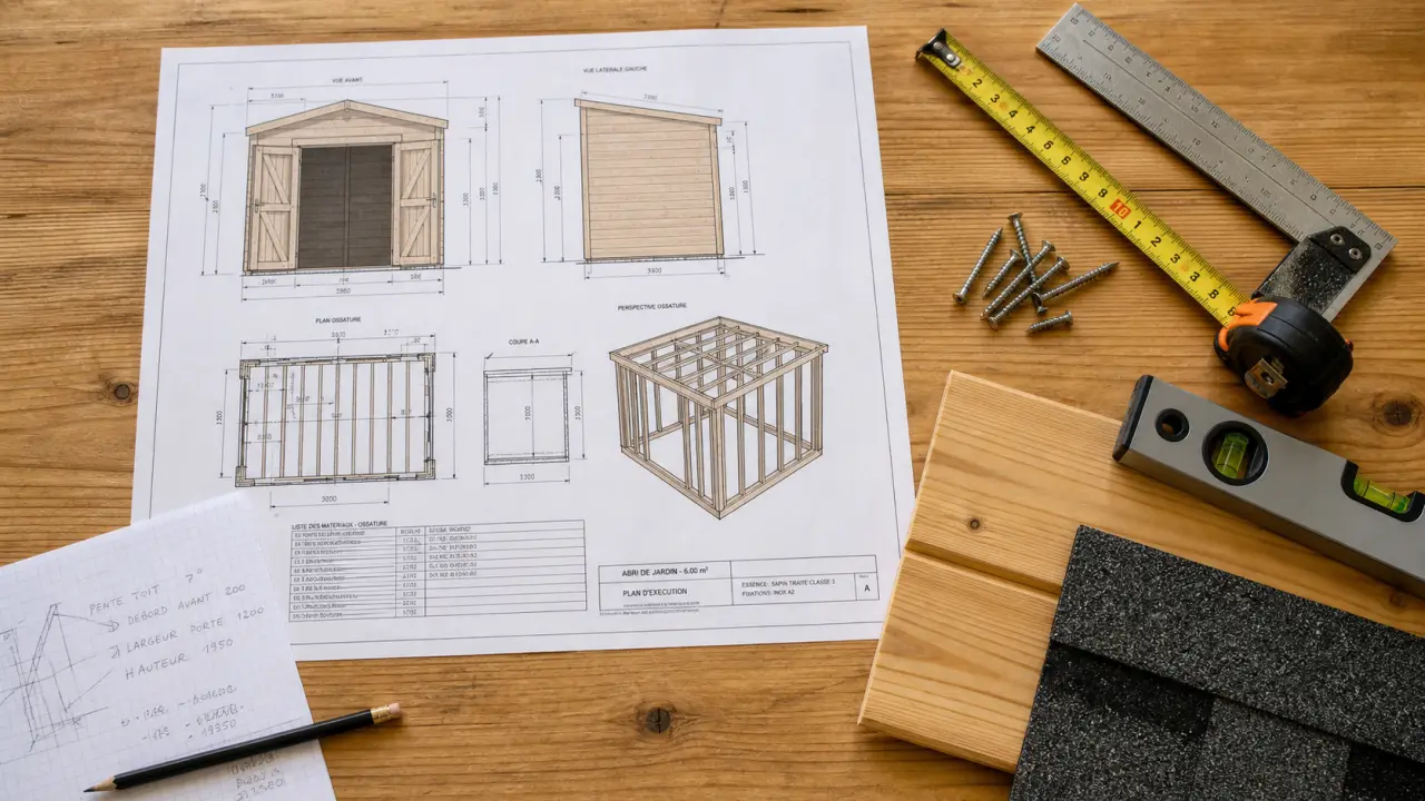 Plan abri de jardin pdf gratuit : dimensions et toiture