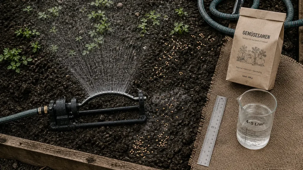 Combien d’eau pour un nouveau gazon ? 4 à 5 litres par m², pluie fine et racines en profondeur