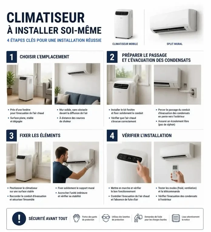 Étapes d’installation d’un climatiseur à installer soi même dans un logement