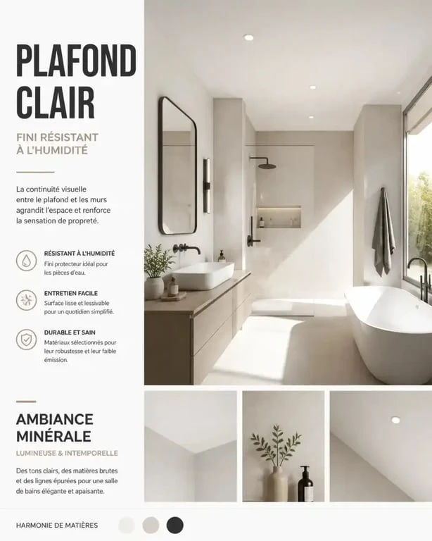 Idée plafond déco adaptée à une salle de bains humide