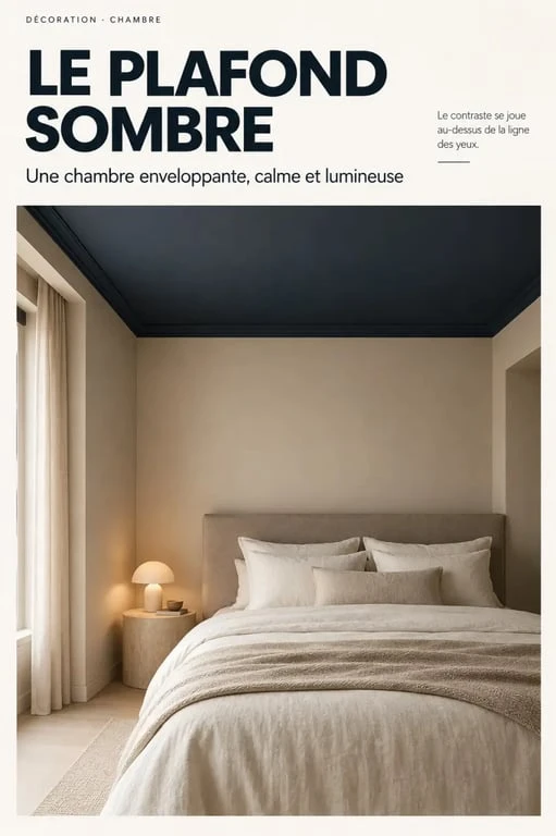 Idée plafond déco sombre pour créer un effet cocon dans une chambre