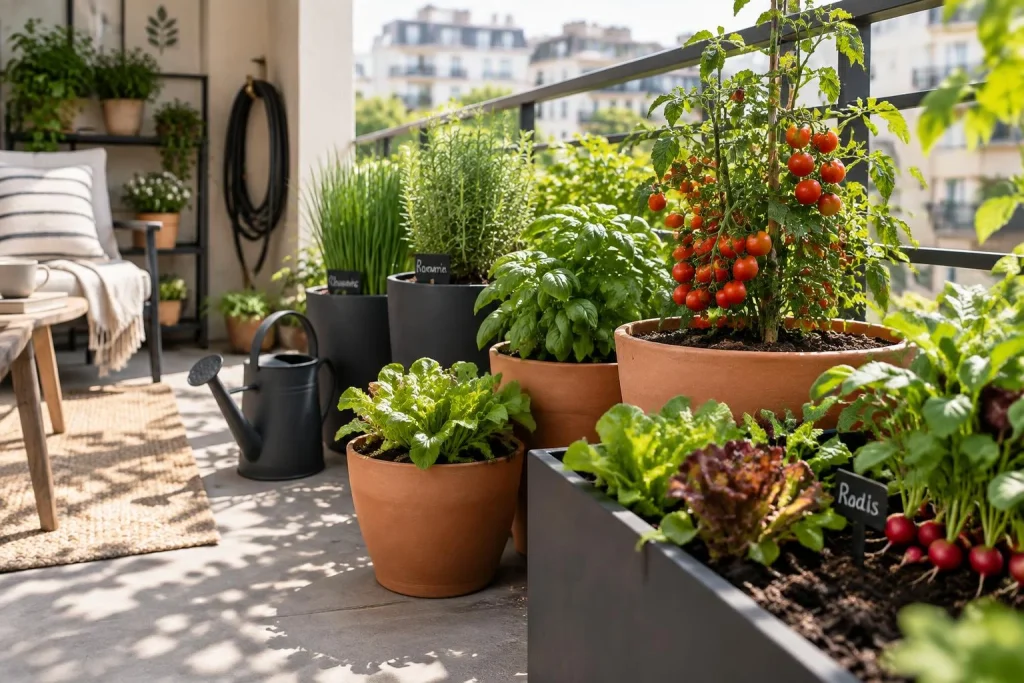 Un potager urbain réussi sur un balcon : lumière, poids et cultures adaptées