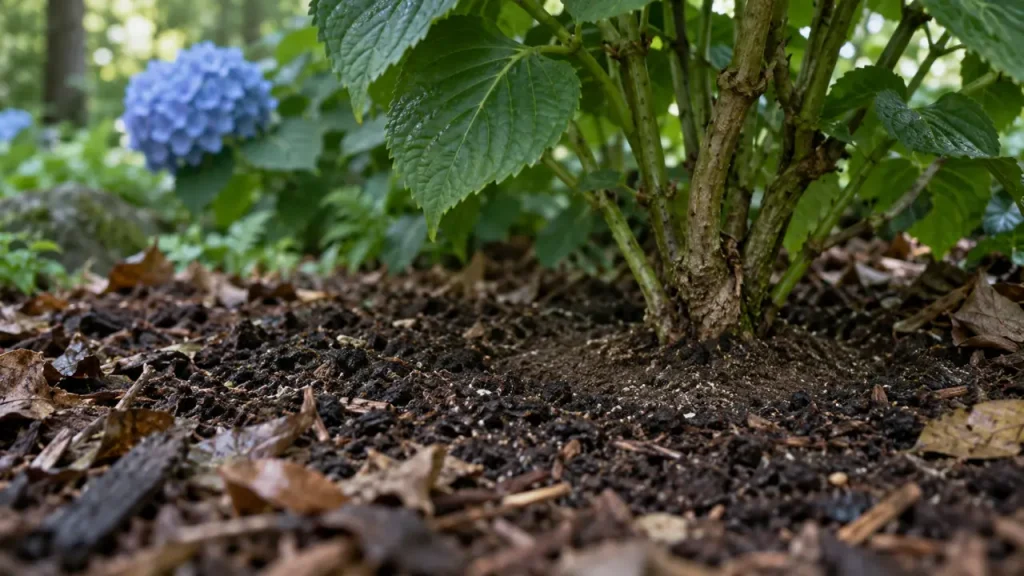 Que mettre au pied des hortensias pour nourrir le sol, garder l’humidité et préserver les racines ?
