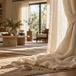 Rideaux trop longs : astuces réversibles sans couper, lin ivoire et embrasse
