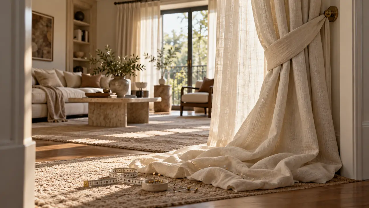 Rideaux trop longs : astuces réversibles sans couper, lin ivoire et embrasse